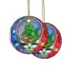 Deadhead Christmas Ceramic Ornaments (1pc, 3pcs, 5pcs, 10pcs), Gift for a Deadhead, Hippie Style, boho xmas decor