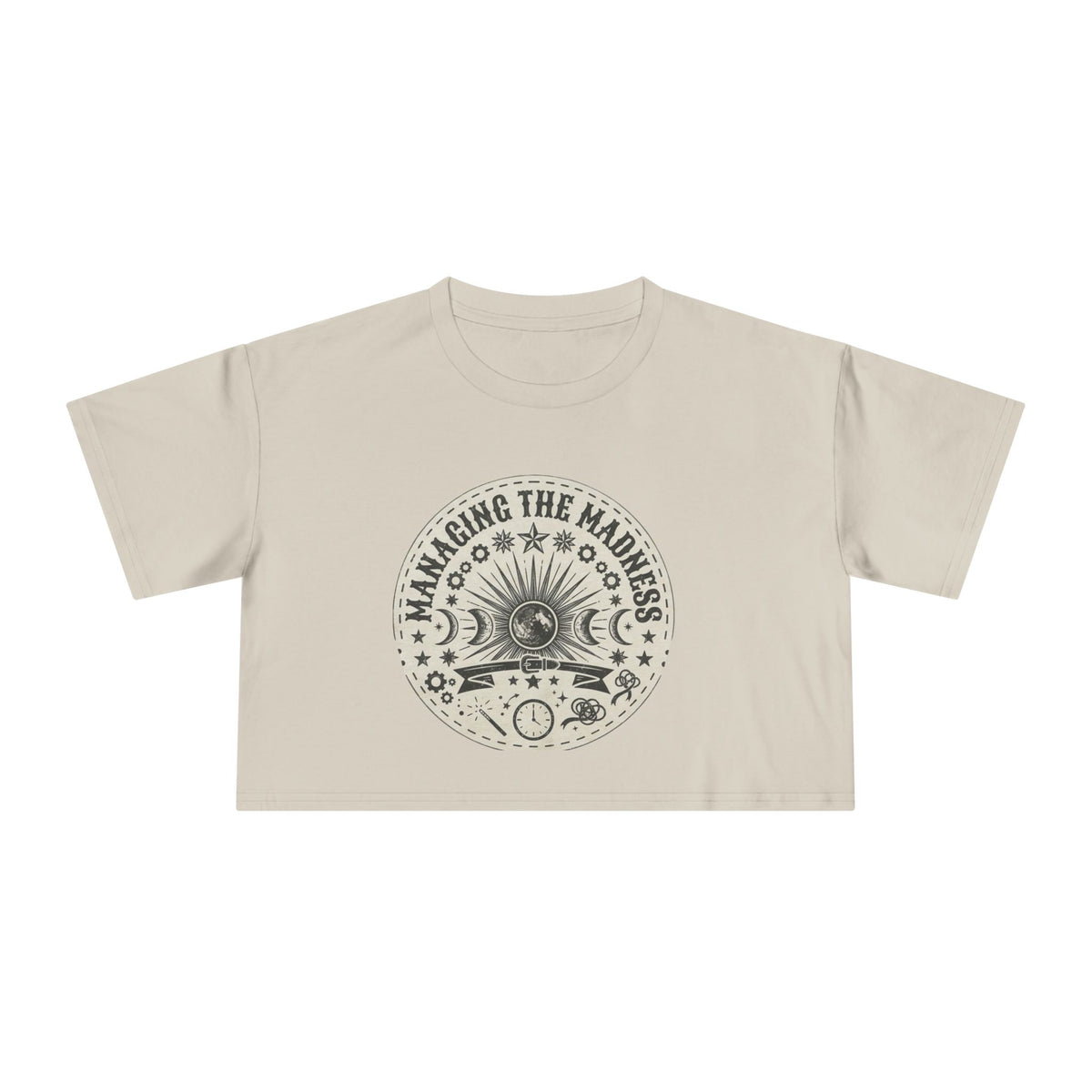 Moon Phases Mandala Crop Tee | Astrological Celestial Design