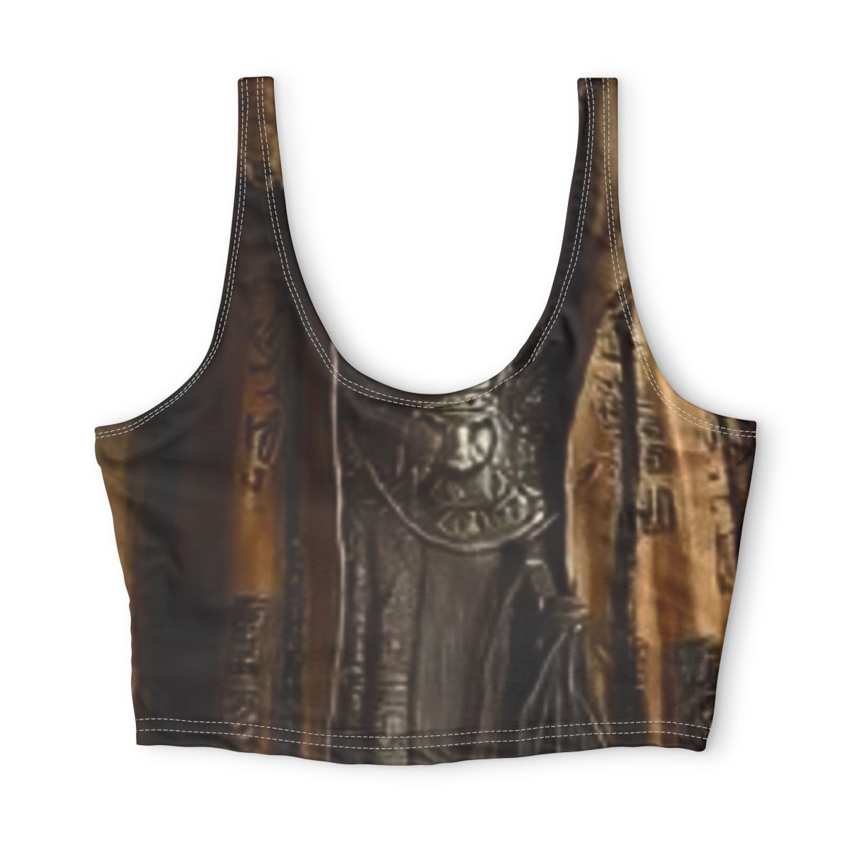 Antique Cathedral Stained Glass Print Sports Bra | Gothic Architecture, Halloween, Burning Man, Costume, Festival top