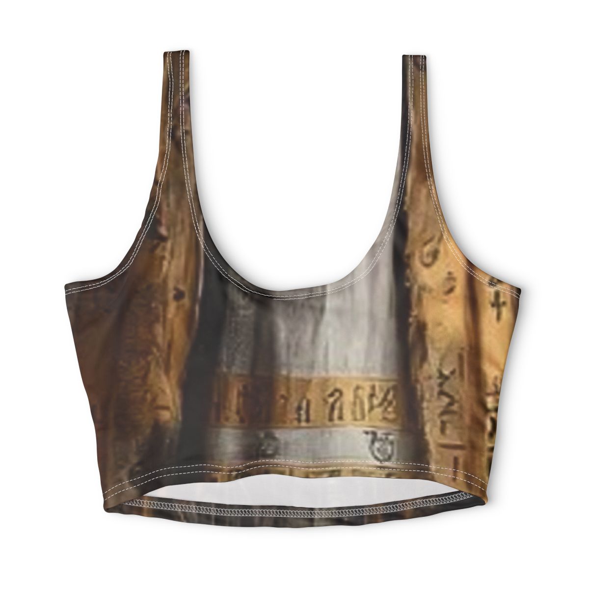 Antique Cathedral Stained Glass Print Sports Bra | Gothic Architecture, Halloween, Burning Man, Costume, Festival top