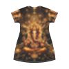 Ganesha Illustration T-Shirt Dress | All-Over Print Spiritual Mandala, Festival Dress, Burning Man Apparel