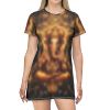 Ganesha Illustration T-Shirt Dress | All-Over Print Spiritual Mandala, Festival Dress, Burning Man Apparel