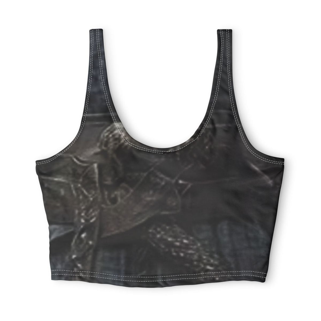 Dark Forest Texture Sports Bra | Black Woodland Print, Festival Top, Halloween Apparel, Burning man, Raver, concert gear