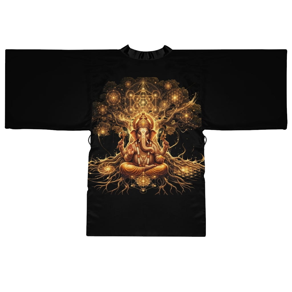 Ganesha Mandala Illustration Kimono Robe | Hindu Elephant Deity, Festival kimono, Burning man apparel, yoga robe, new mom , gift for her