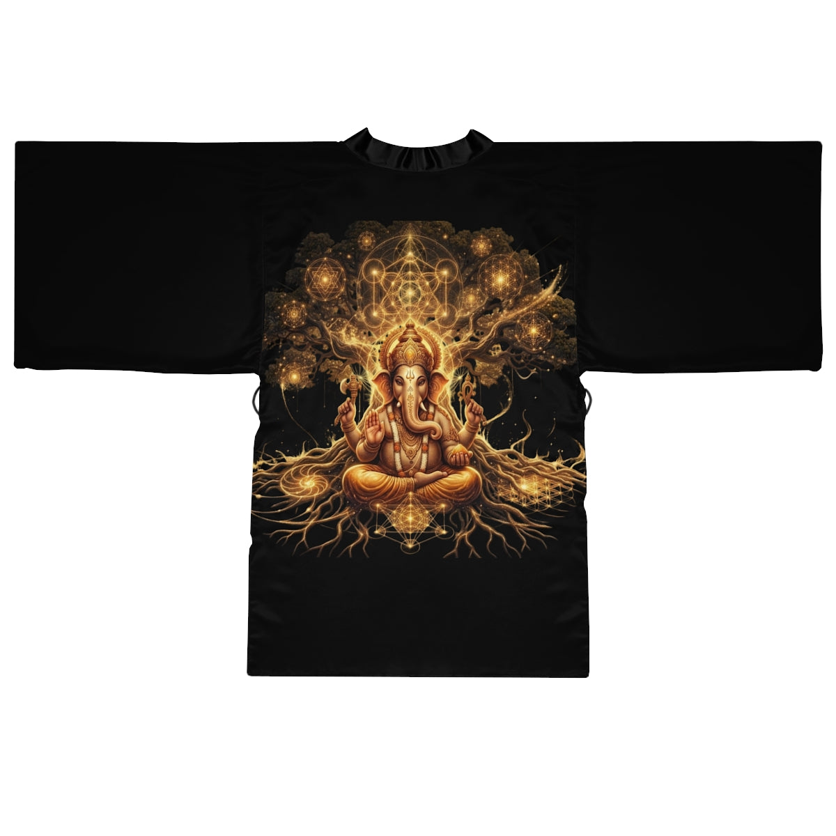 Ganesha Mandala Illustration Kimono Robe | Hindu Elephant Deity, Festival kimono, Burning man apparel, yoga robe, new mom , gift for her