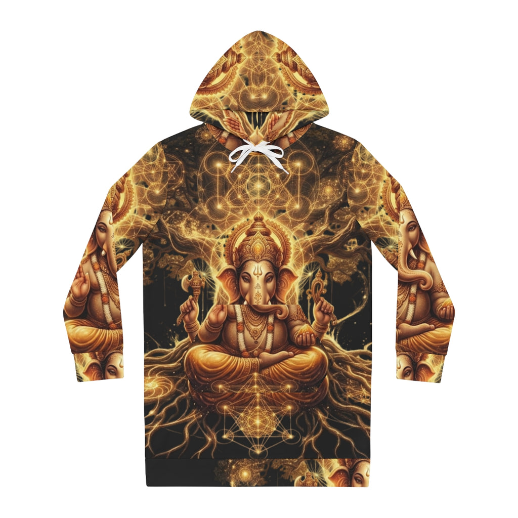 Ganesha Mandala Hoodie Dress | Spiritual Print, Hippie Style, Yoga, Yogi, Meditation hoodie, Festival gear, Cozy, Burning Man, Raver