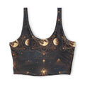 Celestial Moon Phases Crop Top Sports Bra | Mystic Geometric Night Sky