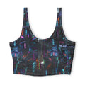 Neon Cyberpunk City Sports Bra | Futuristic Nightscape Activewear