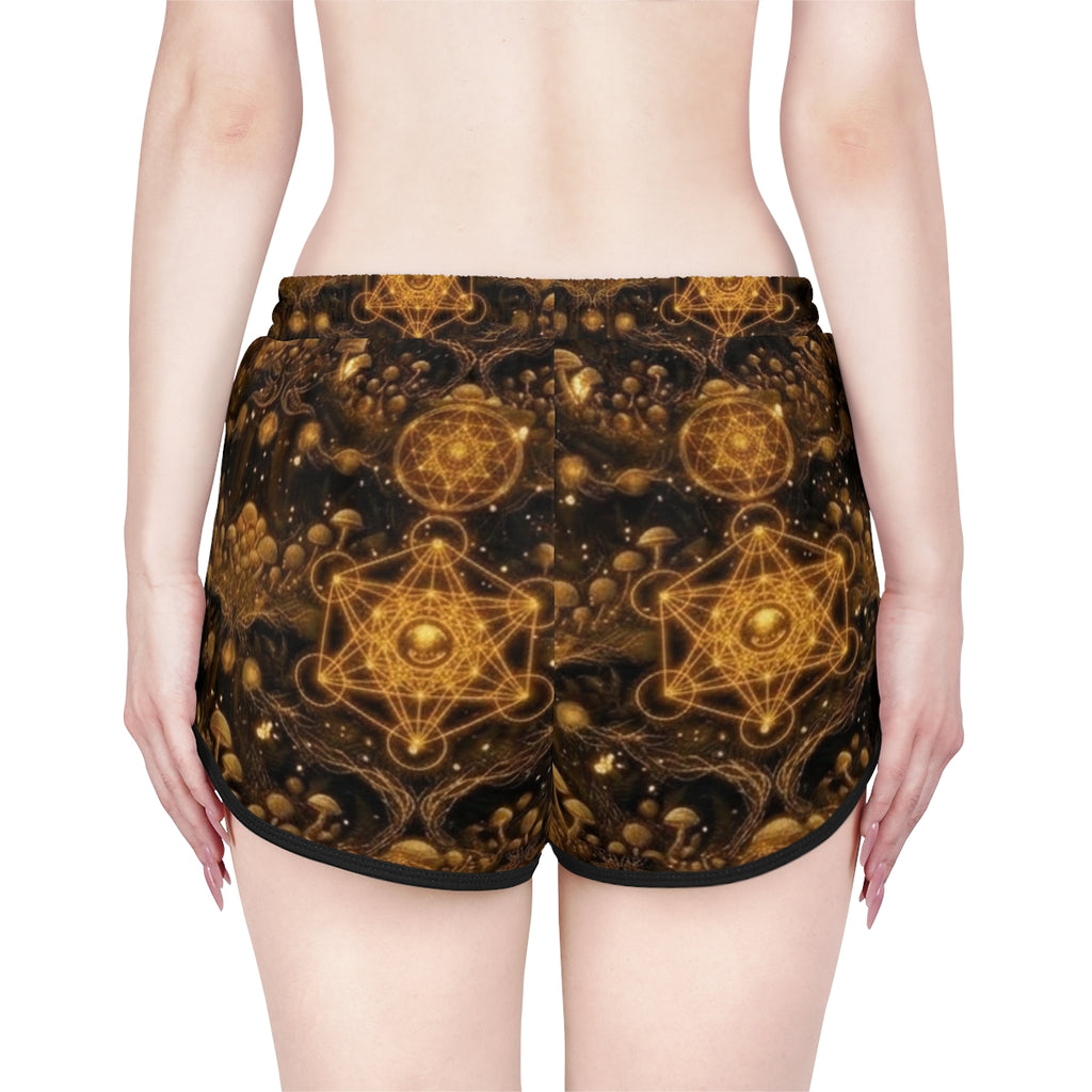 Golden Mandala Pattern Shorts | Abstract Boho Kaleidoscope