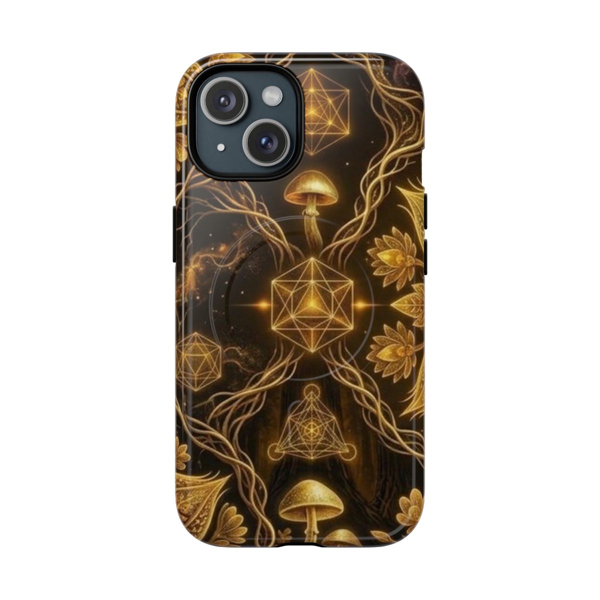 Golden Mushroom Mandala Phone Case | Tough Magnetic Case