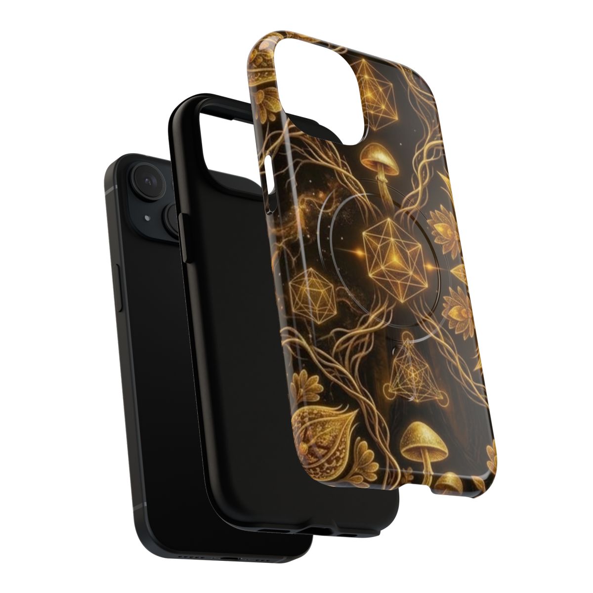 Golden Mushroom Mandala Phone Case | Tough Magnetic Case