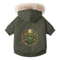 Green Man Leaf Face Pet Parka Jacket | Mythical Nature Dog Hoodie