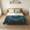 Floral Sacred Geometry Cotton Comforter | Teal Mushroom Mandala