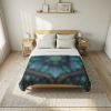 Floral Sacred Geometry Cotton Comforter | Teal Mushroom Mandala