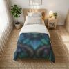 Floral Sacred Geometry Cotton Comforter | Teal Mushroom Mandala