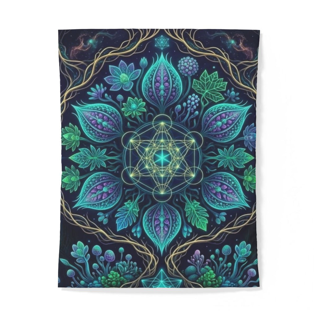 Teal Floral Mandala Cotton Duvet Cover | Botanical Geometric Bedding