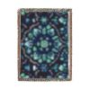 Teal Floral Mandala Woven Blanket | Boho Geometric Throw