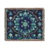 Teal Floral Mandala Woven Blanket | Boho Geometric Throw