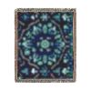 Teal Floral Mandala Woven Blanket | Boho Geometric Throw