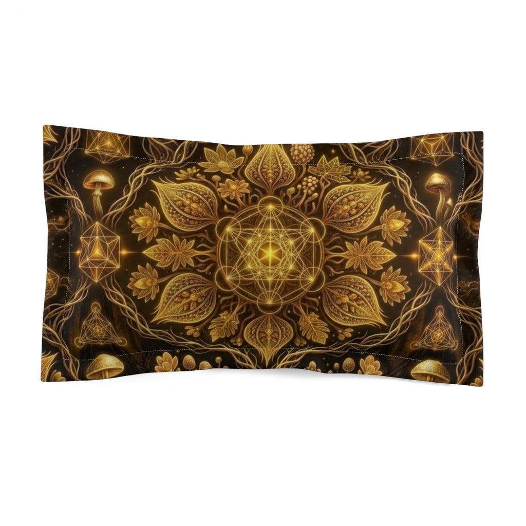 Golden Floral Mandala Pillow Sham | Microfiber Pillow Sham