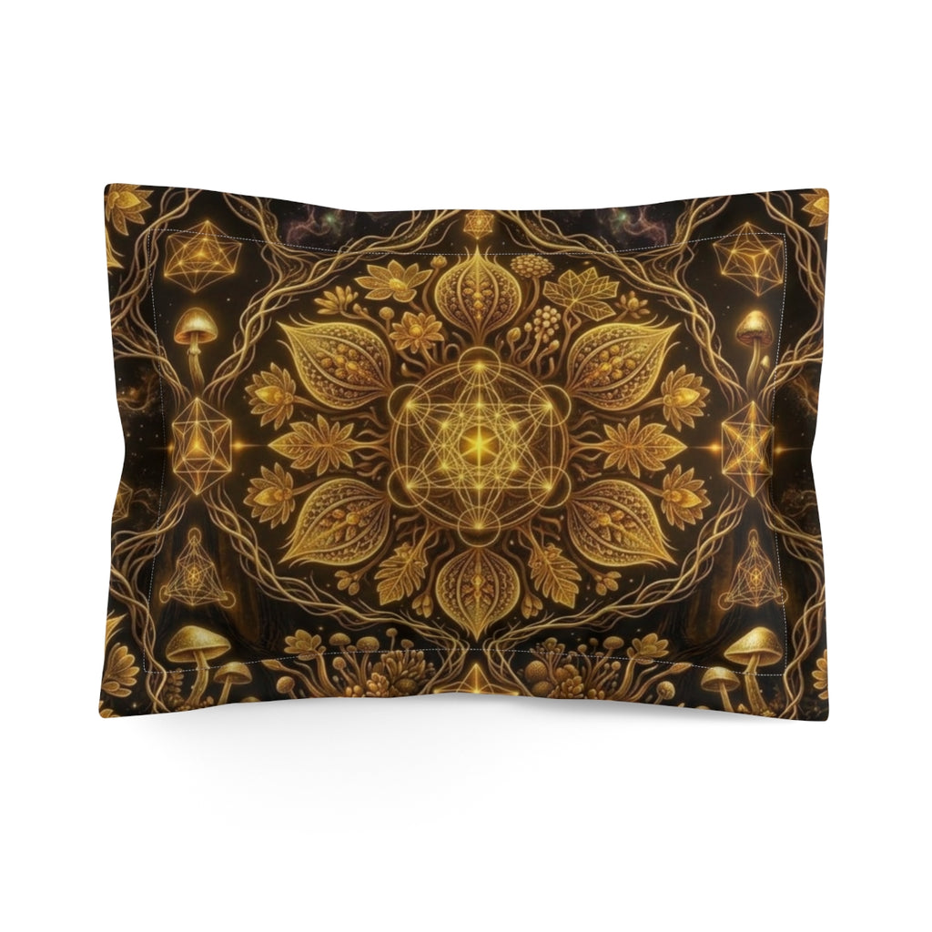 Golden Floral Mandala Pillow Sham | Microfiber Pillow Sham