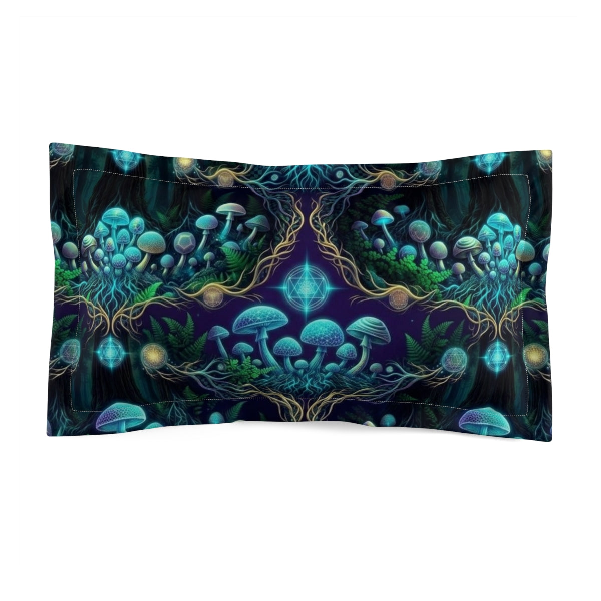 Bioluminescent Mushroom Microfiber Pillow Sham | Psychedelic Forest