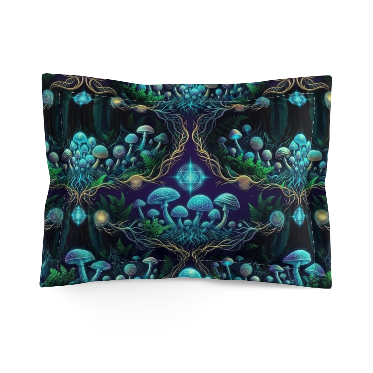 Bioluminescent Mushroom Microfiber Pillow Sham | Psychedelic Forest