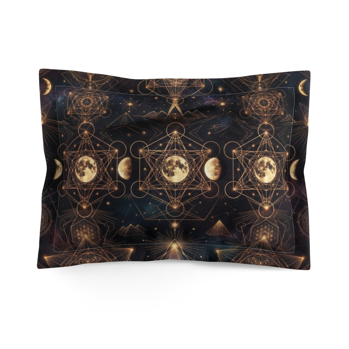 Moon Phases Geometric Pattern Pillow Sham | Celestial Astrology Design