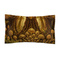 Enchanted Forest Mushrooms pillow sham | woodland tree roots, golden fungi pattern