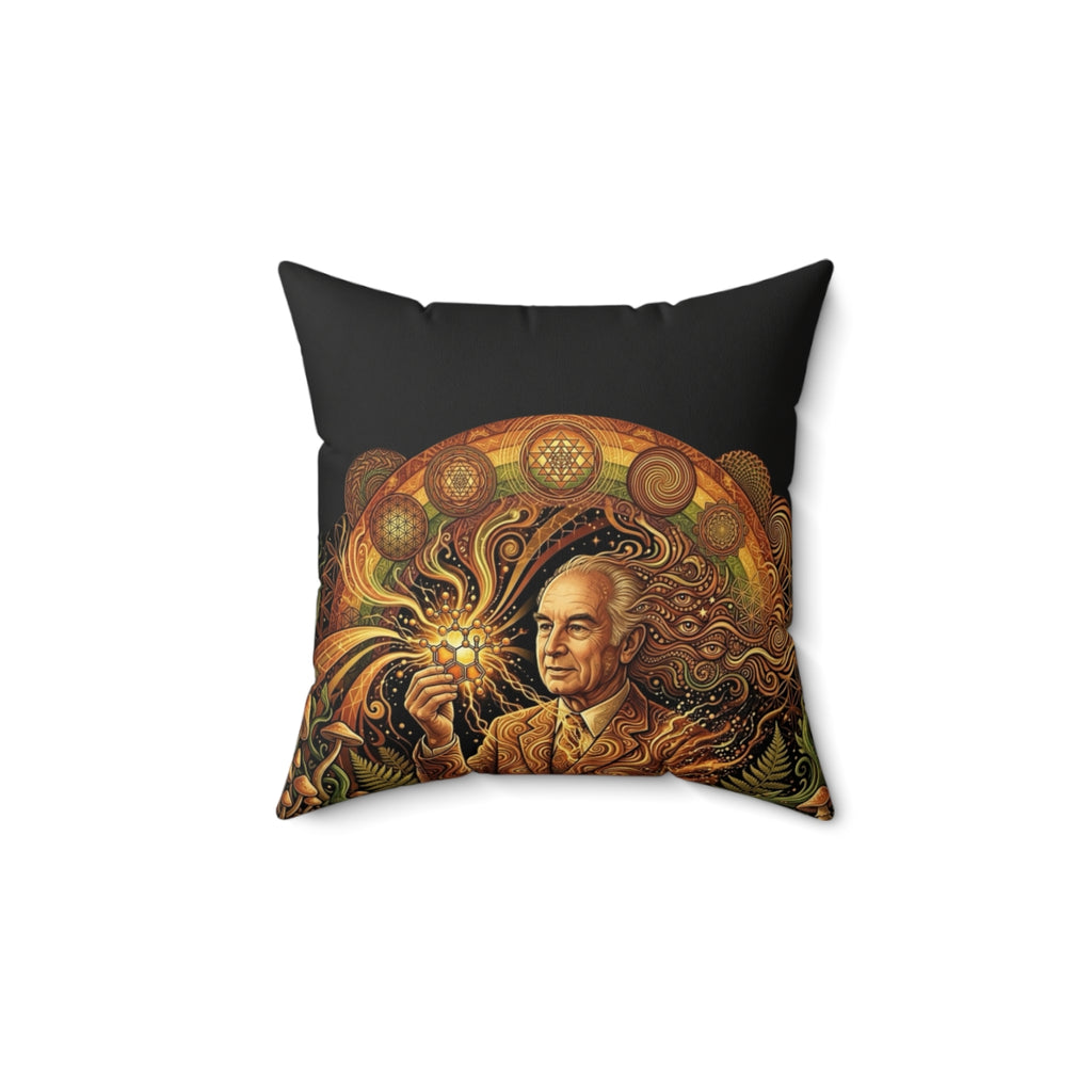 Albert Hofmann Psychedelic Inventor Portrait Faux Suede Pillow | Vintage Science Art