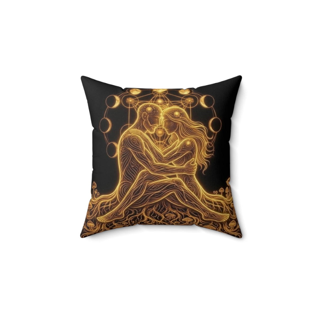 Lovers Embrace Moon Phase Pillow | Faux Suede Square Pillow