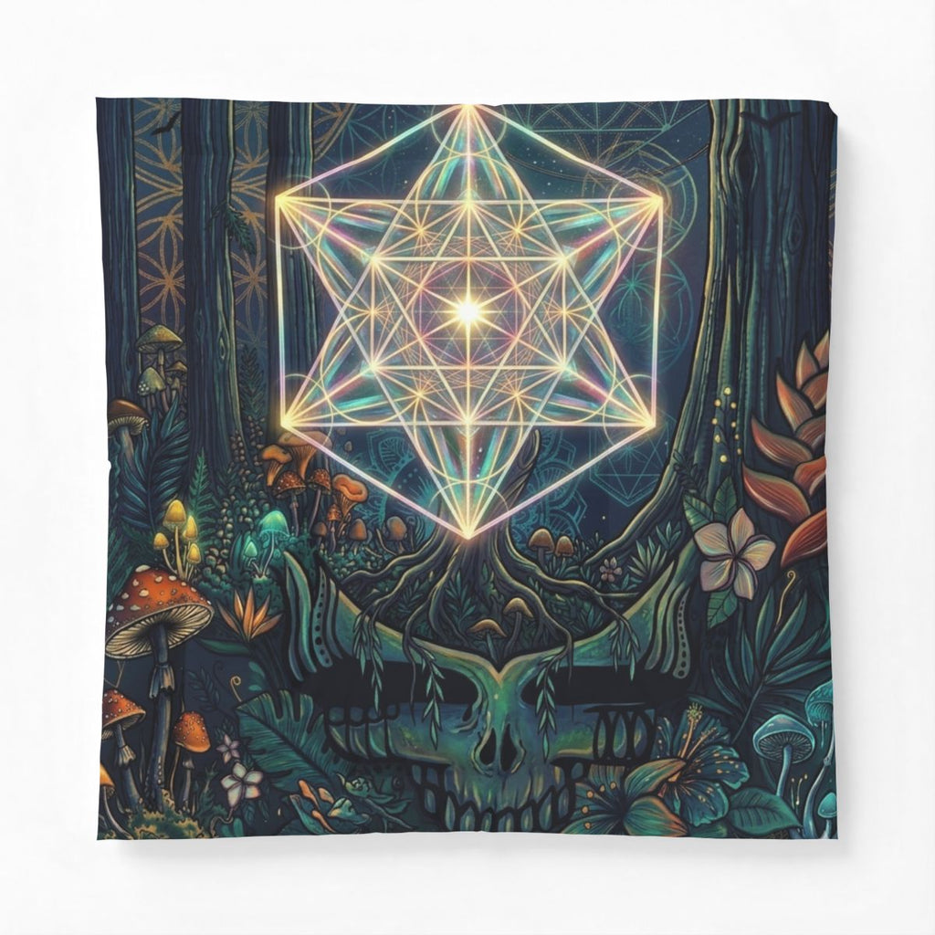 Deadhead Sacred Geometry Forest Cotton Comforter | Mystic Mushroom Woodland