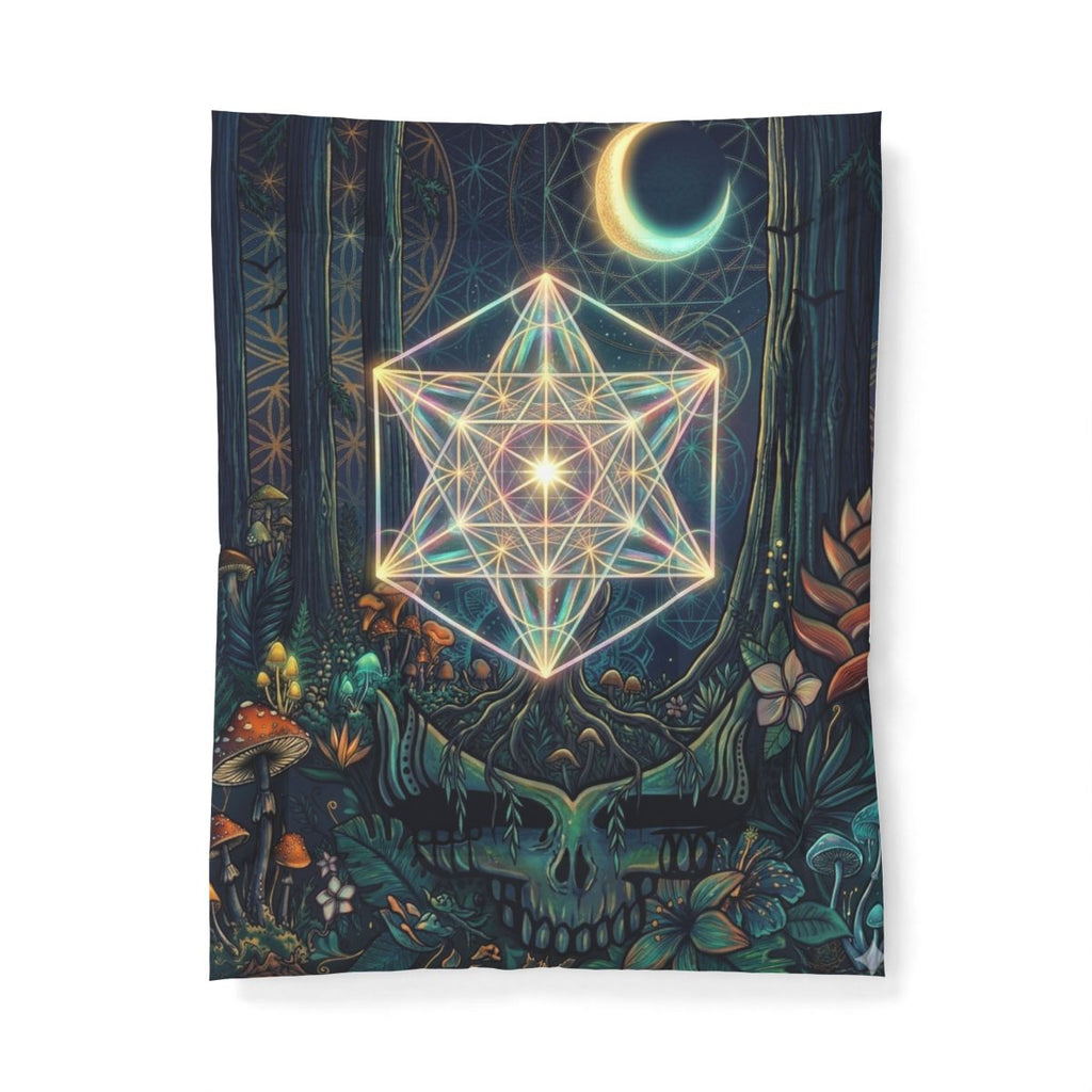 Deadhead Sacred Geometry Forest Cotton Comforter | Mystic Mushroom Woodland