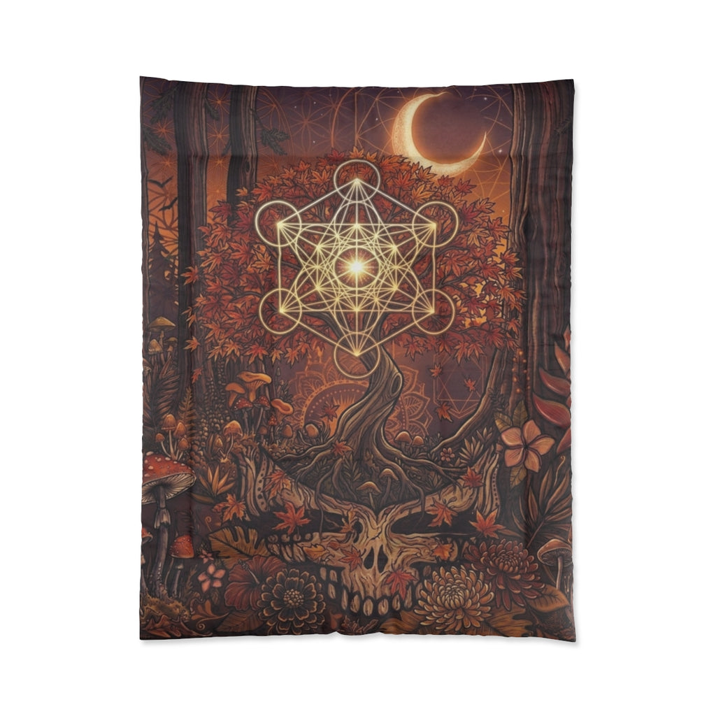 Deadhead Sacred Geometry Tree of Life Comforter | Autumn Forest Moon