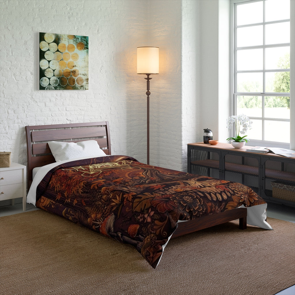Deadhead Sacred Geometry Tree of Life Comforter | Autumn Forest Moon