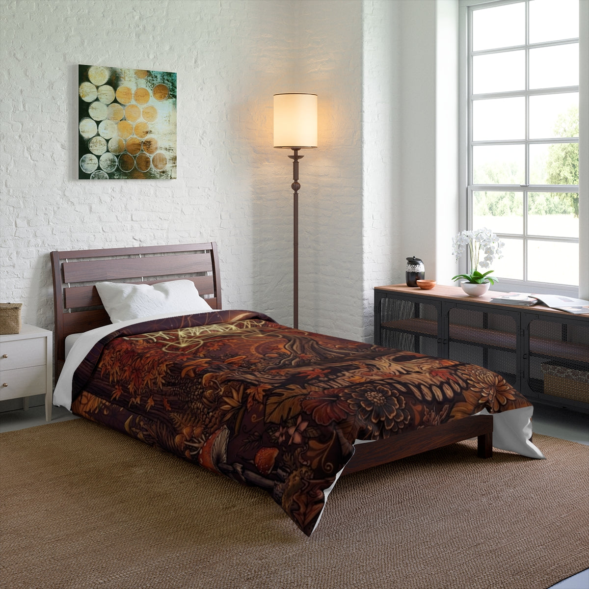 Deadhead Sacred Geometry Tree of Life Comforter | Autumn Forest Moon