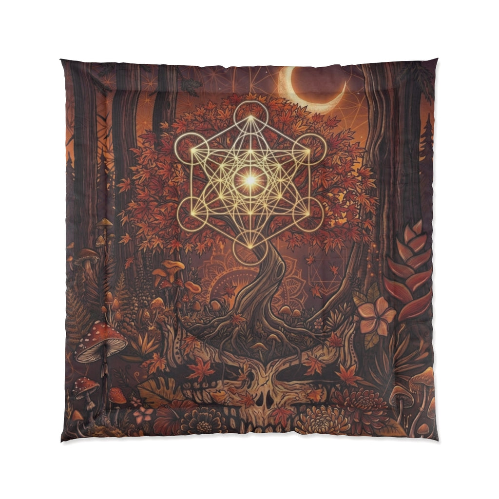 Deadhead Sacred Geometry Tree of Life Comforter | Autumn Forest Moon