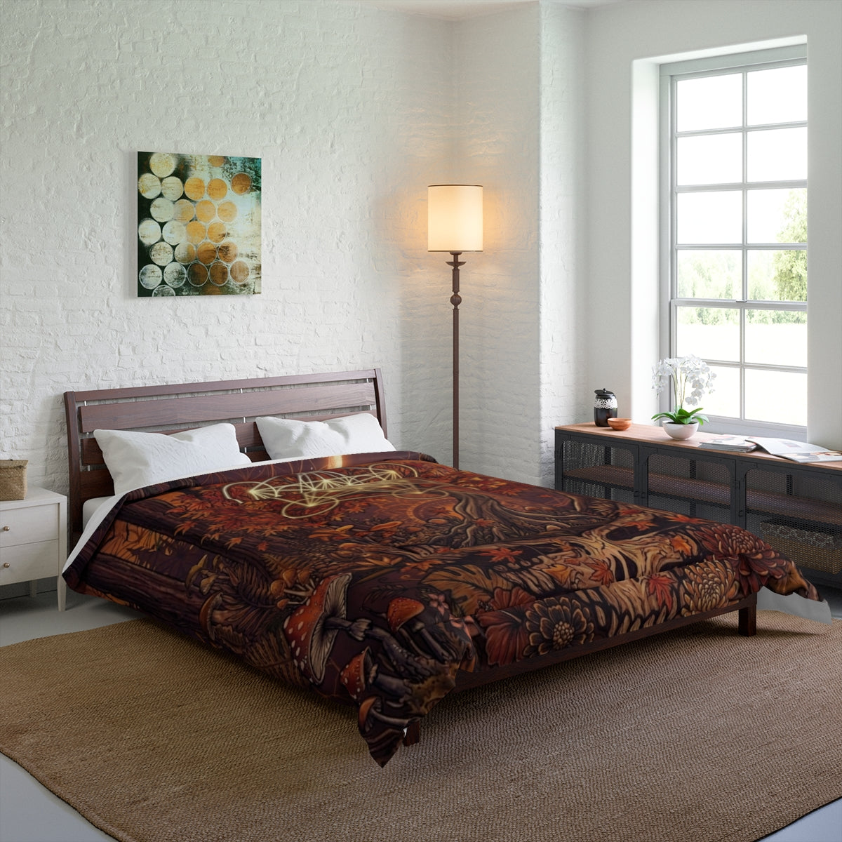 Deadhead Sacred Geometry Tree of Life Comforter | Autumn Forest Moon