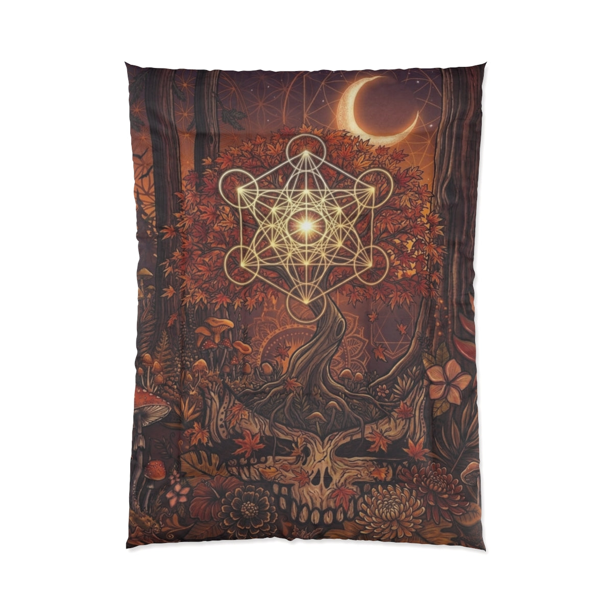 Deadhead Sacred Geometry Tree of Life Comforter | Autumn Forest Moon