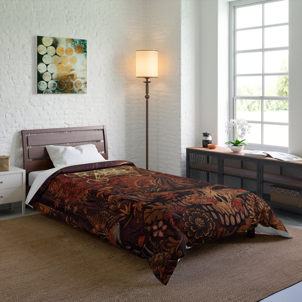 Deadhead Sacred Geometry Tree of Life Comforter | Autumn Forest Moon