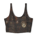 Steampunk Pocket Watch Pattern Sports Bra | Vintage Gear Clockwork Print, burning man, cosplay, festival attire, concert apparel
