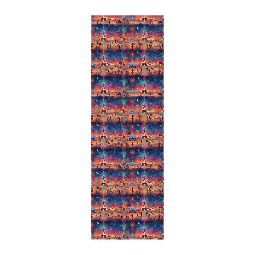 Black Rock City Nightscape Fabric, Cotton Twill by the Yard | Playa Tower Scenic Print, burning man