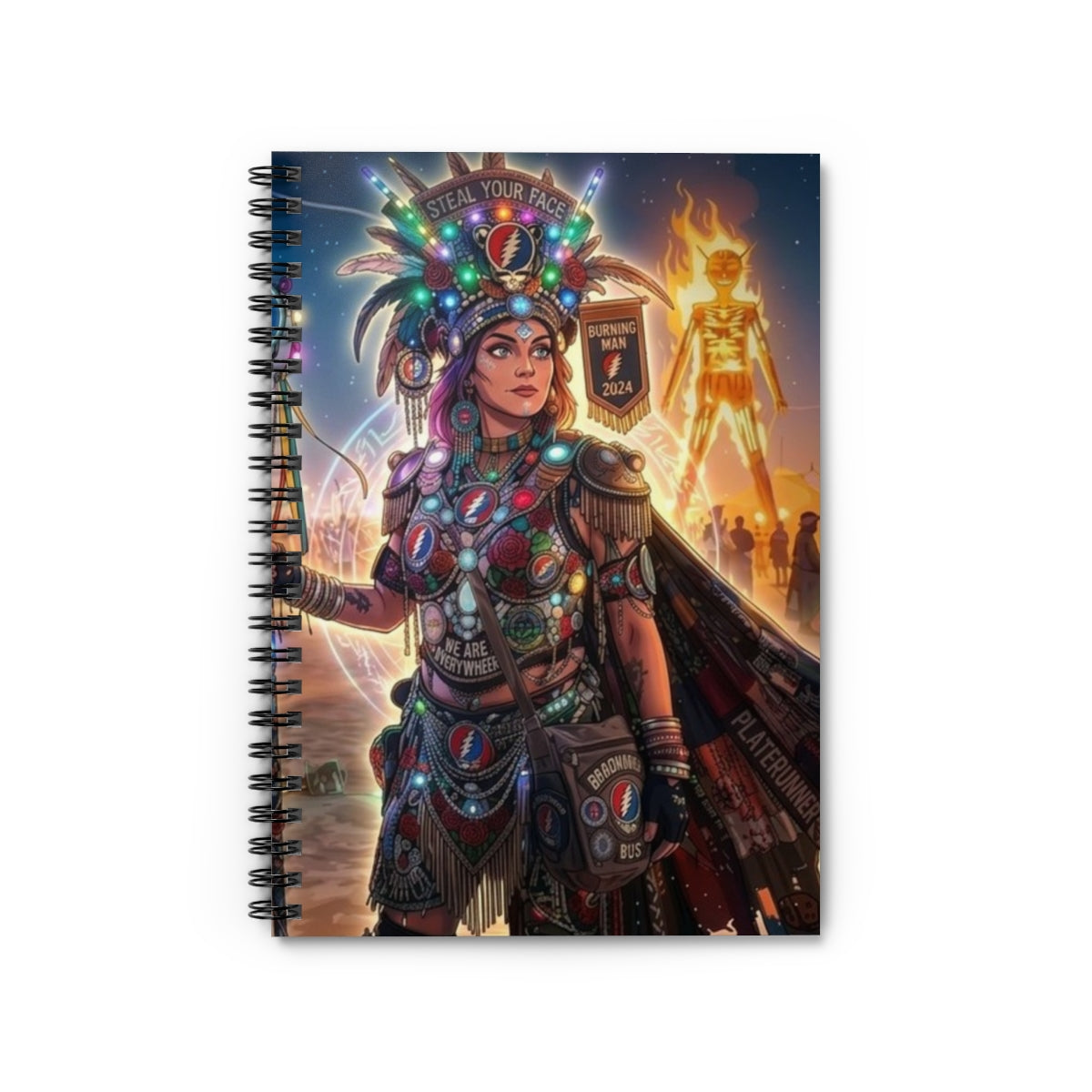 Festival Warrior Notebook | Spiral Ruled Journal, Colorful Headdress Art