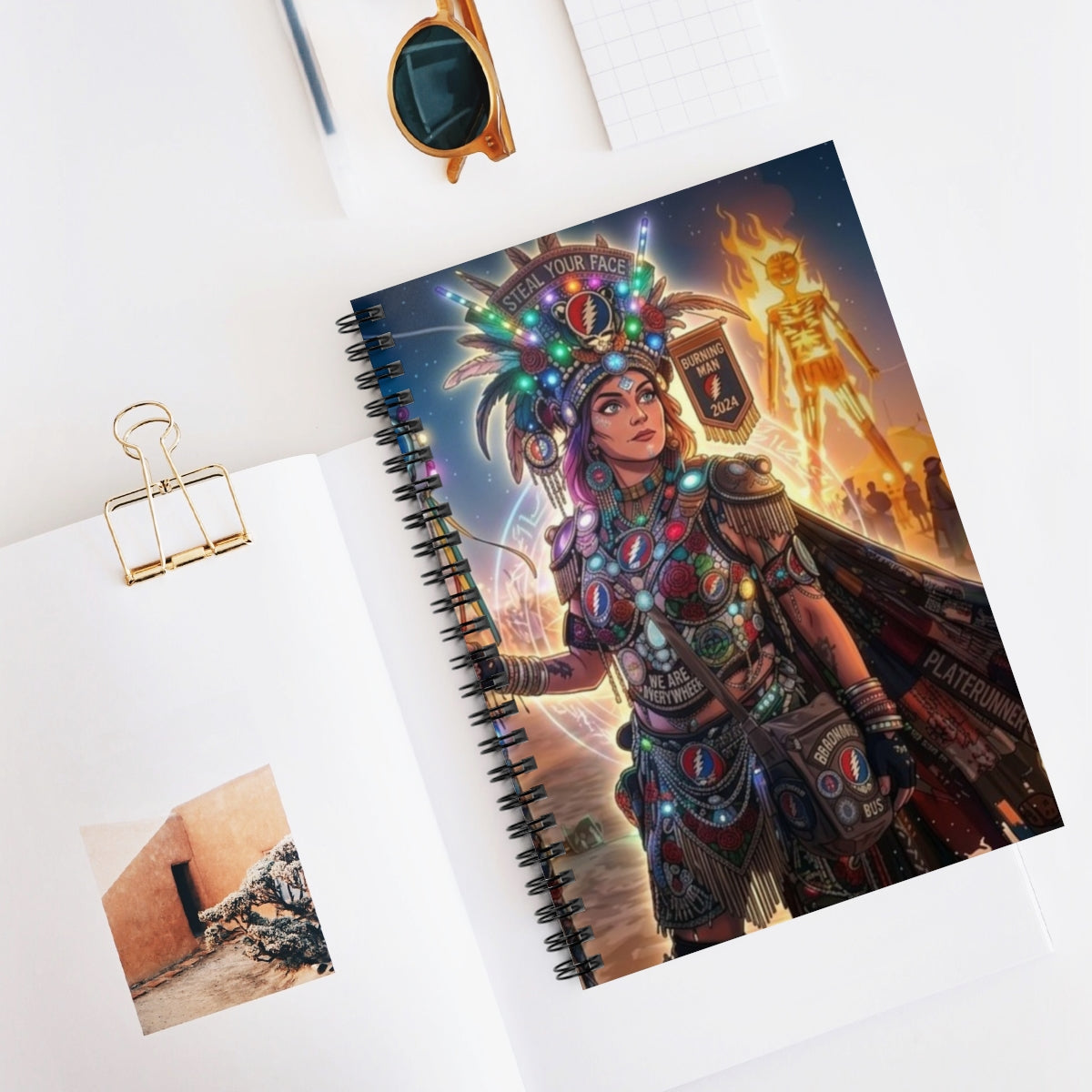 Festival Warrior Notebook | Spiral Ruled Journal, Colorful Headdress Art