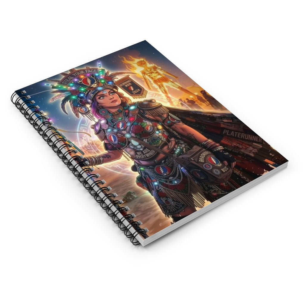 Festival Warrior Notebook | Spiral Ruled Journal, Colorful Headdress Art