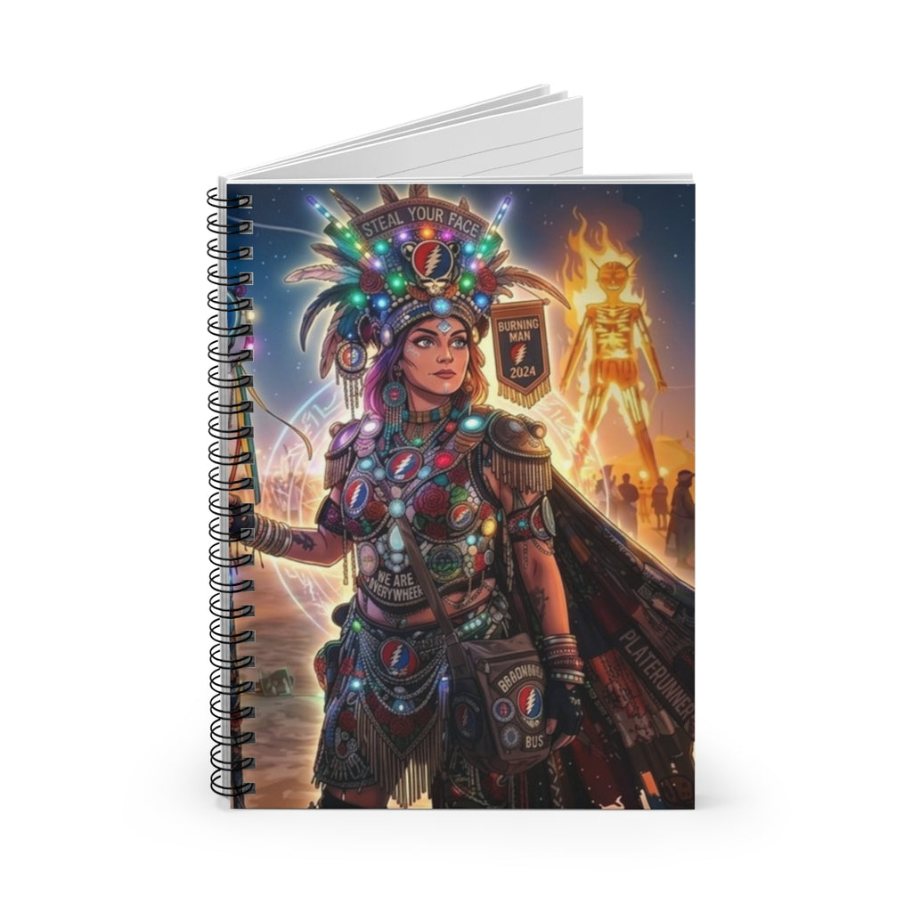 Festival Warrior Notebook | Spiral Ruled Journal, Colorful Headdress Art