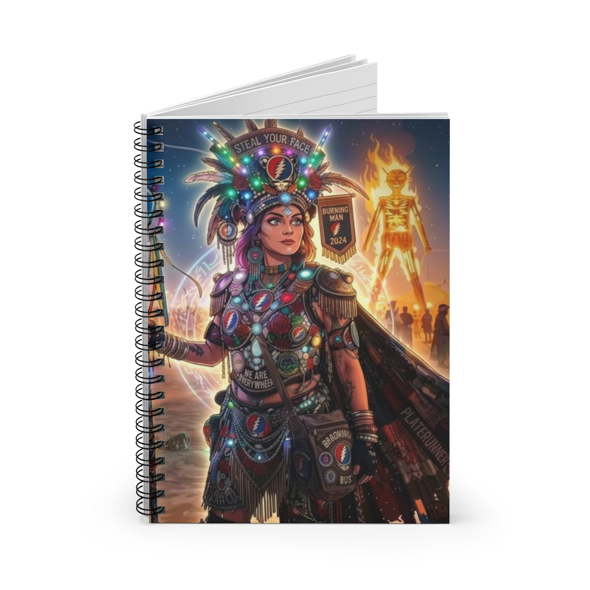 Festival Warrior Notebook | Spiral Ruled Journal, Colorful Headdress Art