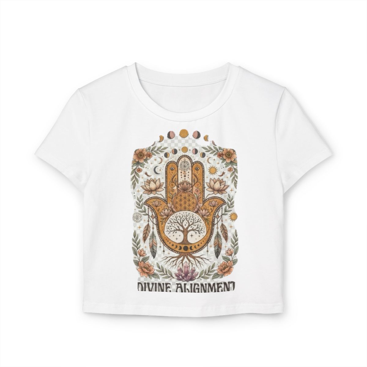 Hamsa Hand Divine Alignment tee | Spiritual Boho Crop Top
