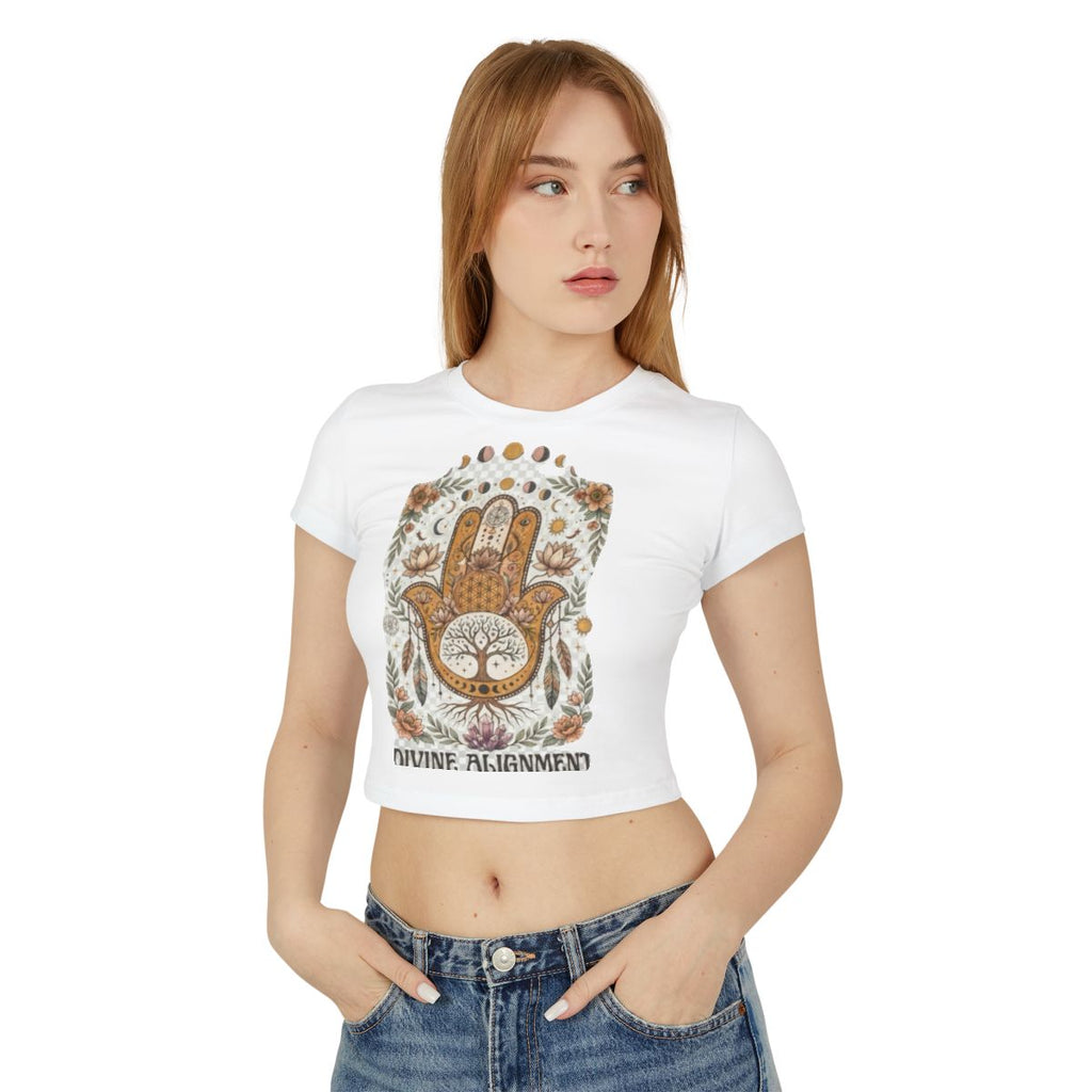Hamsa Hand Divine Alignment tee | Spiritual Boho Crop Top