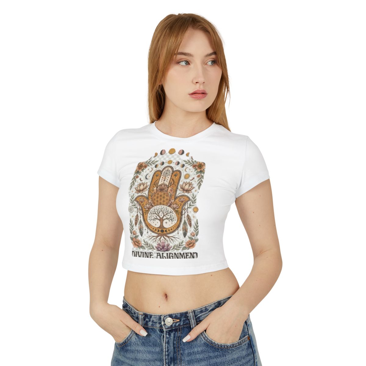 Hamsa Hand Divine Alignment tee | Spiritual Boho Crop Top